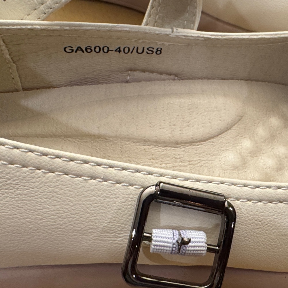 NWT QJN Mary Jane Shoes Women Flat Comfortable leather Casual Ladies beige 8 - Picture 5 of 12